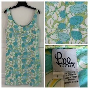 Lilly Pulitzer vintage white label floral crab print sheath dress 8978